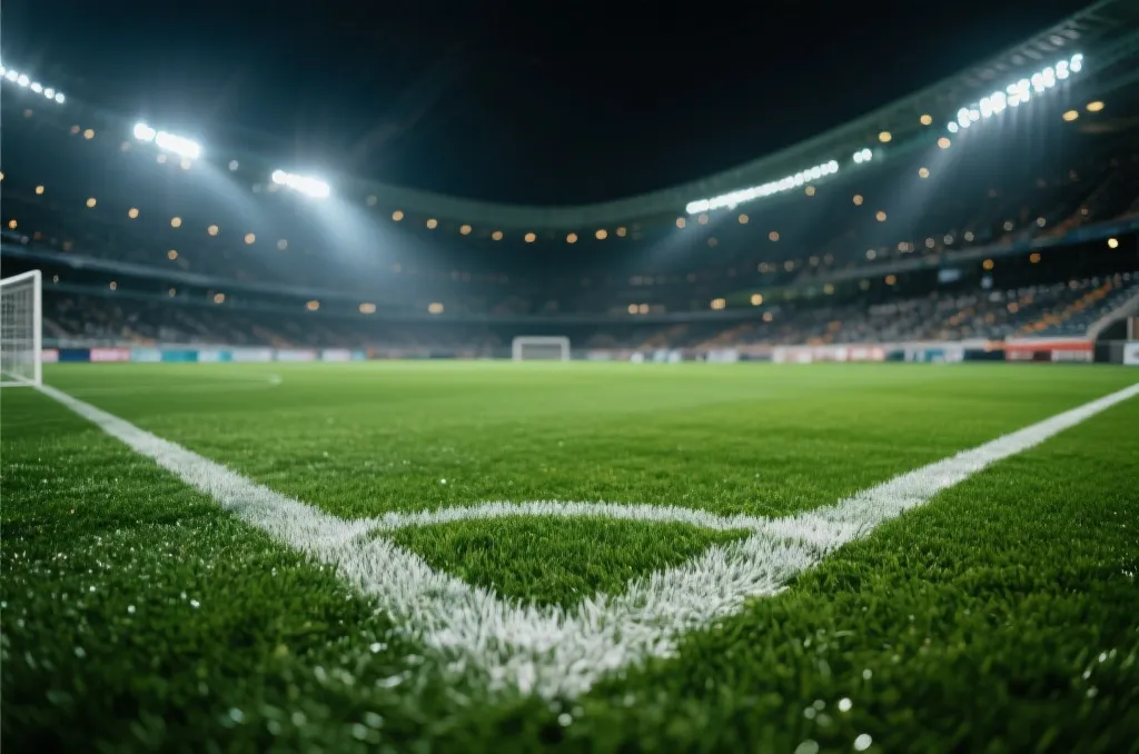 足球比赛在现代球场开球瞬间